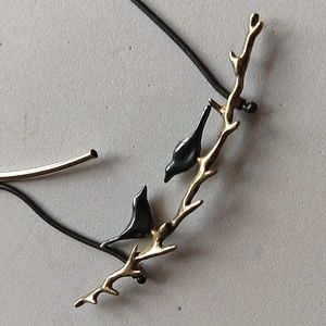 Retired Lisa cimino Sterling silver 925 gold pltd bird branch blackbird necklace
